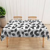 Lofaris Modern Black and White Leaf Tablecloth for Minimalist Botanical Contemporary Dining Room Decor